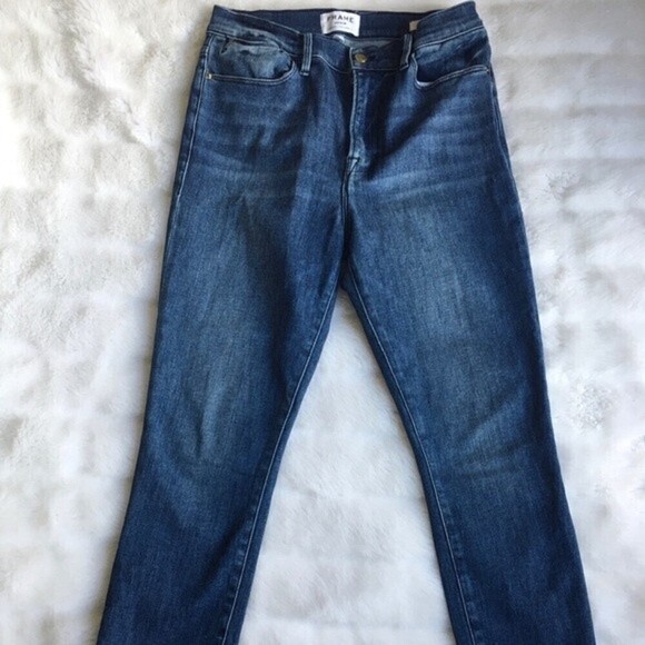 Frame Women's Le High Skinny Side Fray Jeans 30 Winter High Boots High Waist - Picture 8 of 13